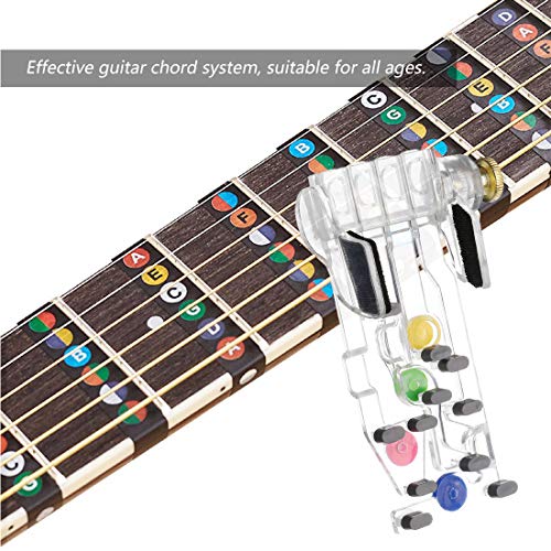 HONGECB Sistema de Aprendizaje de Guitarra, Clásico Chord Buddy y 100% Vinilo Colores Guitarra Afilar Imágenes Principiantes, Ayuda a la Enseñanza, Herramienta de Aprendizaje Para Principiantes
