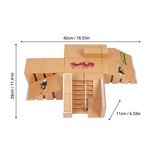 Horypt Skate Park Kit, Finger Skateboard Park Ramp Toys, Mini diapasón Ramp Rail Part Starter Kit Part Training Props con 8 diapasón Deck 3 Skateboard (8PCS)