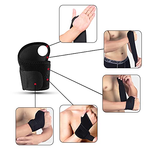 Hually Muñequeras Deportivas Ajustable, (1 Par) Transpirable Neopreno Ayuda a con Túnel Carpiano RSI Artritis Tendinitis y Dolores de Muñequeras (Talla Única se Adapta a la Izquierda o Derecha)