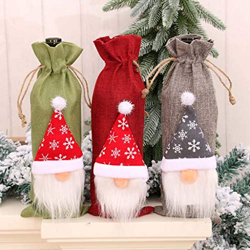 Huyiko Sueca muñeca de Navidad Enano Rojo Botella tapón del Vino de Champaña Cubierta del Bolso decoración de la Tabla de la Botella de Vino Rojo