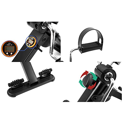 HXFENA Ejercitador De Pedales,Bicicleta Estática con Pantalla LCD Y Rodillo De Masaje,para Entrenamiento De Rehabilitación De Hemiplejía por Accidente Cerebrovascular