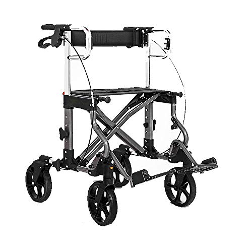 HYRL Viejo Plegable rollator Walker Carrito de Compras Carro, Ligero Carro de Compras muletas Walker Silla de Ruedas-Ayuda de Movilidad para Adultos, Ancianos y discapacitados