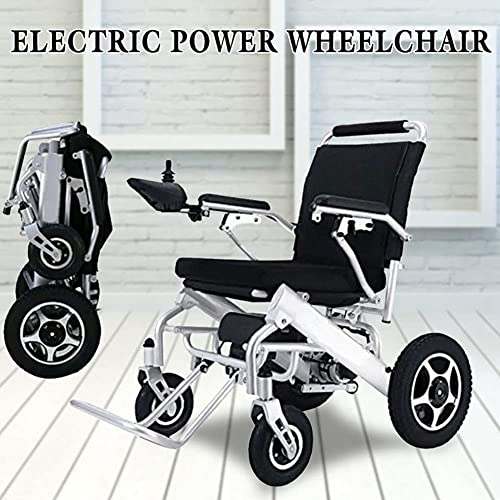 HZYDD Nueva silla de ruedas eléctrica ligera plegable resistente a la intemperie exclusiva, portátil, motores potentes sin escobillas, batería doble, todo terreno