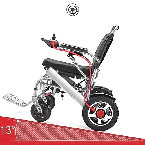 HZYDD Nueva silla de ruedas eléctrica ligera plegable resistente a la intemperie exclusiva, portátil, motores potentes sin escobillas, batería doble, todo terreno