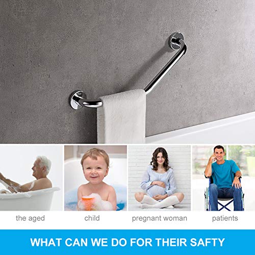 Ibergrif M34017 Asideros de Ducha, Asa Baño Seguridad ángulo, Pasamanos WC, Acero Inoxidable, Plata, 40CM, 40 cm