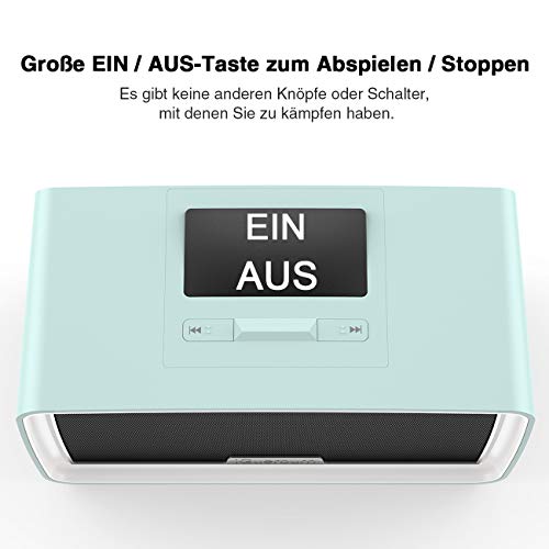 iGuerburn - Reproductor MP3 de 16 GB para pacientes con demencia Música fácil manejo Regalos personas Alzheimer Caja música mayores 24 x 12,5 12 cm azul