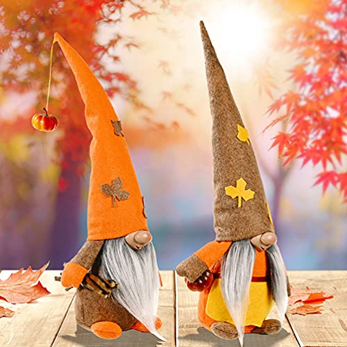 IMIKEYA Decoraciones de Acción de Gracias de Felpa con Maple en El Sombrero de Peluche Enanos Suecos sin Rostro Elfo Escandinavo Otoño Tomte Tabla Ornamento Chica