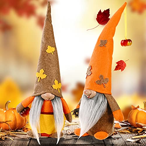IMIKEYA Decoraciones de Acción de Gracias de Felpa con Maple en El Sombrero de Peluche Enanos Suecos sin Rostro Elfo Escandinavo Otoño Tomte Tabla Ornamento Chica