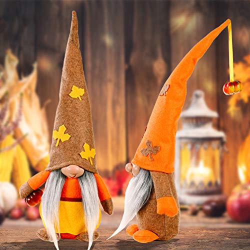 IMIKEYA Decoraciones de Acción de Gracias de Felpa con Maple en El Sombrero de Peluche Enanos Suecos sin Rostro Elfo Escandinavo Otoño Tomte Tabla Ornamento Chica