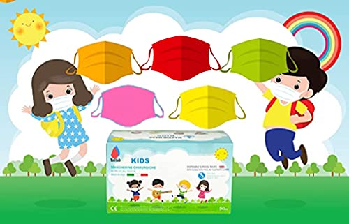 Infantiles-Made in Italy -Multicolor- 50 Mascarillas médico-quirúrgicas para niños - Desechables 3 capas - Certificado CE -Homologadas-Tip II- 2- 3 capas - Polipropileno