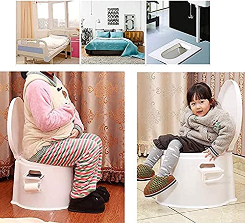 Inodoro Grueso Portátil Ancianos Mujeres Embarazadas WC Cubo De Orina Extraíble Silla De Inodoro para El Hogar Plástico para Pacientes,Blanco
