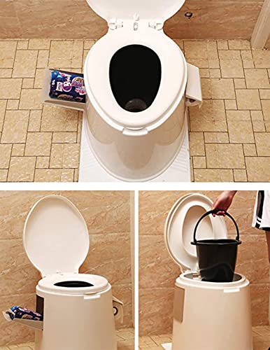 Inodoro Grueso Portátil Ancianos Mujeres Embarazadas WC Cubo De Orina Extraíble Silla De Inodoro para El Hogar Plástico para Pacientes,Blanco