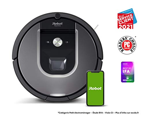 iRobot Roomba 960 Robot Aspirador, Succión 5 Veces Superior, Cepillos de Goma Antienredos, Sensores Dirt Detect, Wifi, Programable por App, compatible Alexa, Gris