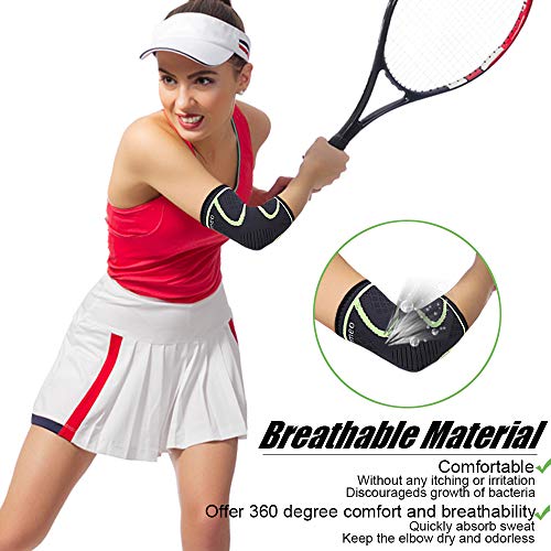 isermeo Coderas Deportivas, Soporte para Codo,Protector de codo Seguridad Alivio Del Dolor para tendinitis, Codo Golfista y Codo tenista, codera Deportiva, codera epicondilitis (Verde, L)