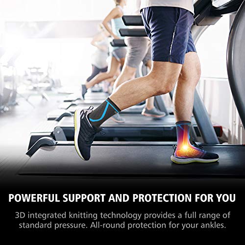 isermeo Tobillera Flexible Profesional - Mujeres Hombres Super Cómoda Compresión Protección de Tobillos Soportes de Tobillos(Gris & Azul, M)