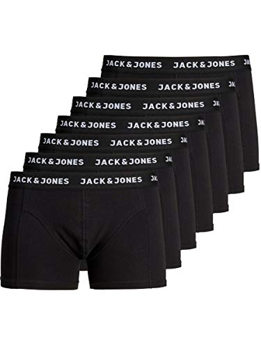 JACK & JONES Jachuey Trunks 7 Pack Bóxer, Negro (Black Detail: Blacak/Black/Black/Black/Black/Black), Large (Pack de 7) para Hombre
