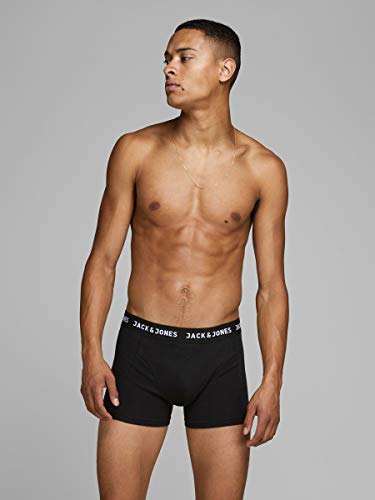 JACK & JONES Jachuey Trunks 7 Pack Bóxer, Negro (Black Detail: Blacak/Black/Black/Black/Black/Black), Large (Pack de 7) para Hombre