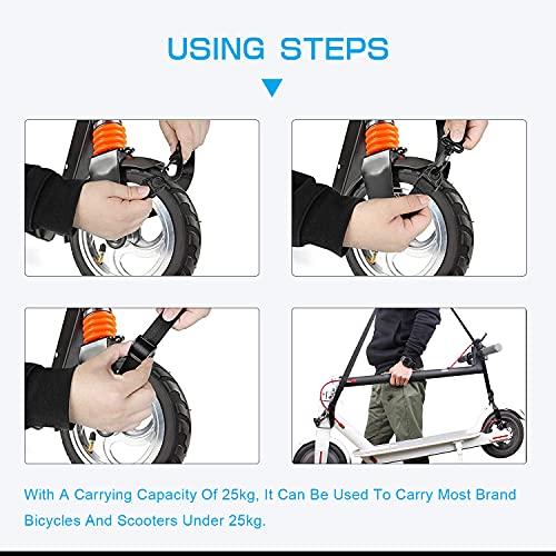 JEJA Scooter Correa, Ajustable Correa de Mano para Scooter, Cinturón de Transporte Portátil, para Patinetes Eléctricos, Bicicleta Plegable, Balanceado Scooter