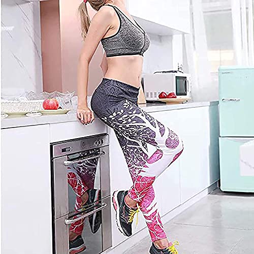 JFAN Pantalones de Yoga Mujer Patrón de árbol Leggings Mujer Pilates Pantalones de Chándal de Jogging Holgados Pantalones Deportivos Push Up Leggings Athletic Fitness