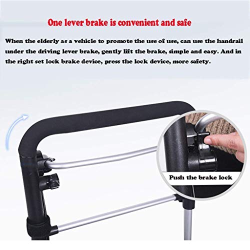 JHDPH3 Vejez Carrito de la compra, Aluminio Walker, 4R-ruedas se puede plegar y Luz, contienen asiento y el freno de mano, equipado con bolsas de almacenamiento, altura adjustabl, for ancianos y mujer