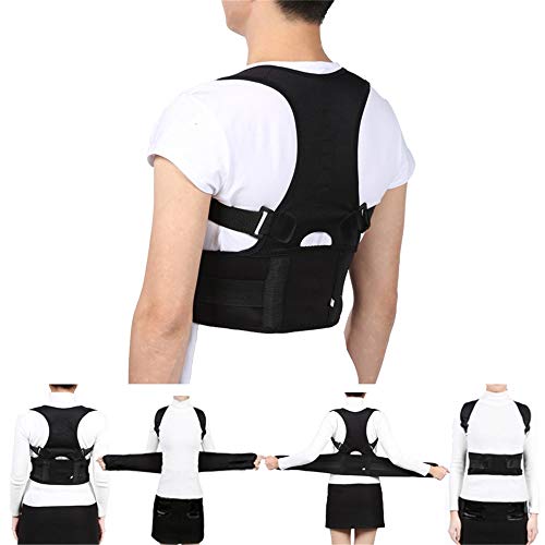 JIUYUE Corset Hombres Mujeres Corrector de Postura Ajustable Correas Traseras Apoyo Hombro Espina Dorsal Apoyo Corrección Lumbar Corsé Ortopédico Cinturón (Color : Bl, Size : S)