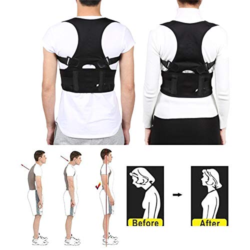 JIUYUE Corset Hombres Mujeres Corrector de Postura Ajustable Correas Traseras Apoyo Hombro Espina Dorsal Apoyo Corrección Lumbar Corsé Ortopédico Cinturón (Color : Bl, Size : S)