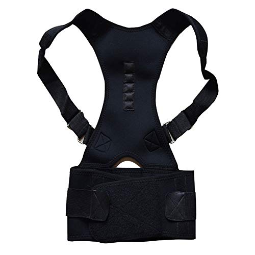 JIUYUE Corset Hombres Mujeres Corrector de Postura Ajustable Correas Traseras Apoyo Hombro Espina Dorsal Apoyo Corrección Lumbar Corsé Ortopédico Cinturón (Color : Bl, Size : S)