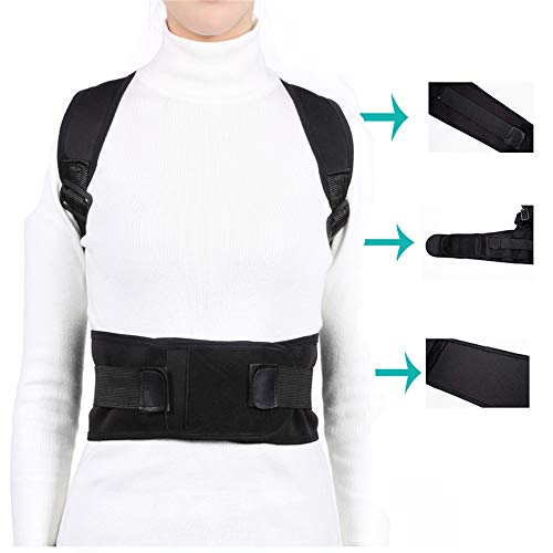 JIUYUE Corset Hombres Mujeres Corrector de Postura Ajustable Correas Traseras Apoyo Hombro Espina Dorsal Apoyo Corrección Lumbar Corsé Ortopédico Cinturón (Color : Bl, Size : S)