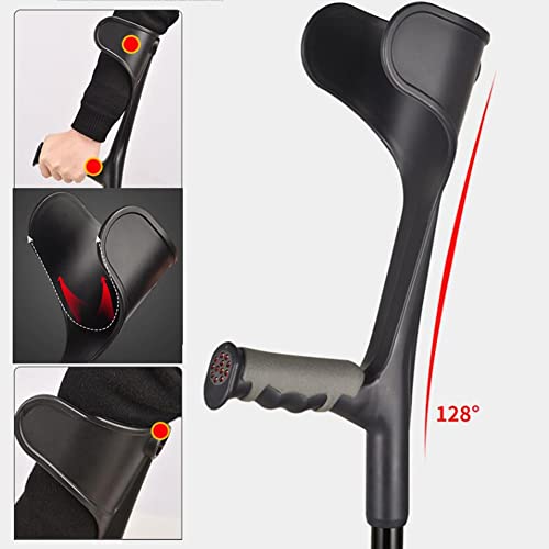 JJ Home Muletas de antebrazo for Adultos (1 Unidad), puños Abiertos, muletas de Altura Ajustable for Caminar, muletas de Aluminio for el antebrazo (Negro/Plateado) (Color : Black)