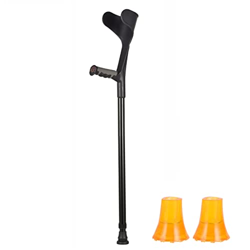 JJ Home Muletas de antebrazo for Adultos (1 Unidad), puños Abiertos, muletas de Altura Ajustable for Caminar, muletas de Aluminio for el antebrazo (Negro/Plateado) (Color : Black)