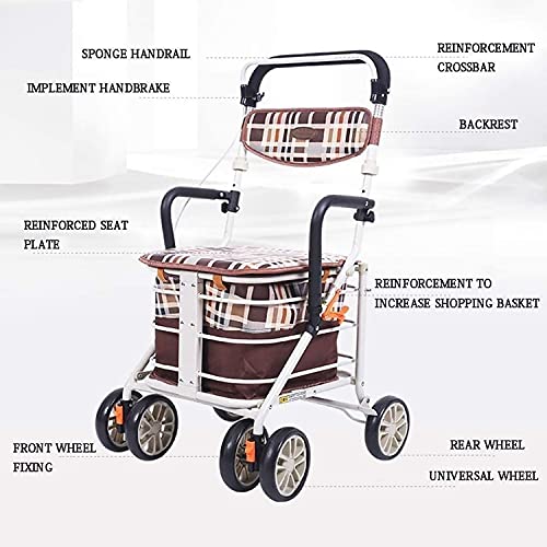 jjff Andadores con Ruedas, Asiento Ajustable En Altura para Ancianos, con Gran Espacio De Almacenamiento, Adecuado para Personas Mayores Y Personas con Movilidad Reducida.