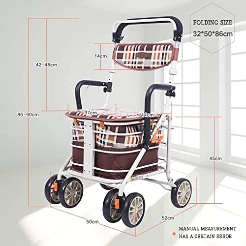 jjff Andadores con Ruedas, Asiento Ajustable En Altura para Ancianos, con Gran Espacio De Almacenamiento, Adecuado para Personas Mayores Y Personas con Movilidad Reducida.