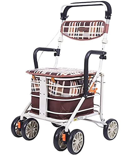 jjff Andadores con Ruedas, Asiento Ajustable En Altura para Ancianos, con Gran Espacio De Almacenamiento, Adecuado para Personas Mayores Y Personas con Movilidad Reducida.