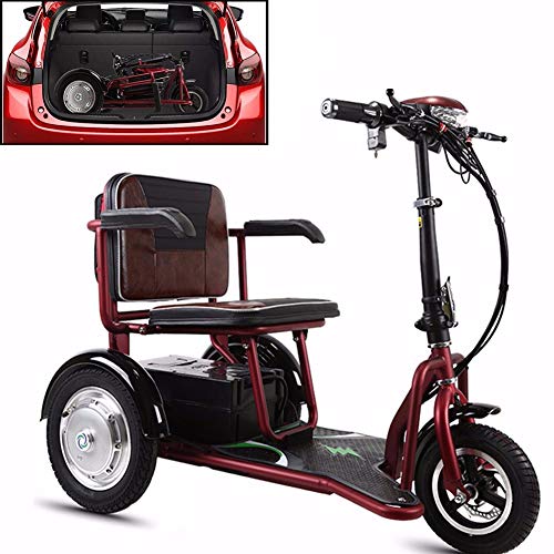 JJGS Scooter EléCtrico MinusváLido - Scooter Eléctrico de 3 Ruedas, 350W Motor Giratorio Sin escobillas, Batería de litio extraíble de 48V 20Ah, Ancianos discapacitados Inicio Coche eléctrico 48V/10AH