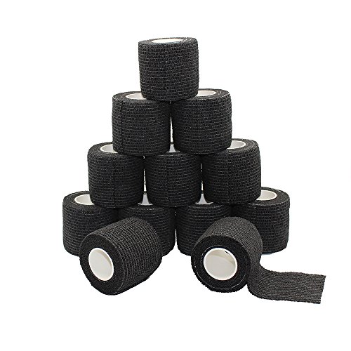 Juego De 12 Cintas Autoadhesivas Para Muñeca, Tobillo Y Esguinces, Rollos De Vendaje Autoadhesivos, Cinta Atlética, Color Negro
