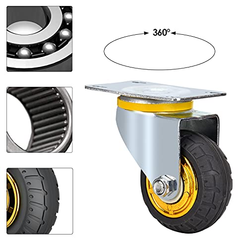 Juego de 4 ruedas universales de 3 pulgadas sin frenos Ruedas de carro silencioso, ruedas universales ruedas giratorias, 75 mm, ruedas industriales de transporte y ruedas para muebles