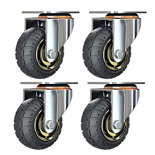 Juego de 4 ruedas universales de 3 pulgadas sin frenos Ruedas de carro silencioso, ruedas universales ruedas giratorias, 75 mm, ruedas industriales de transporte y ruedas para muebles