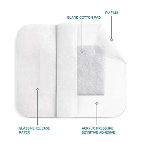 Juego de 75 Tiritas Impermeables Medrull - Tiritas Autoadhesivas para heridas - Diseño Transparente e Impermeable – Parches para Heridas Estériles 6 x 7 cm - Curación Suave y Efectiva
