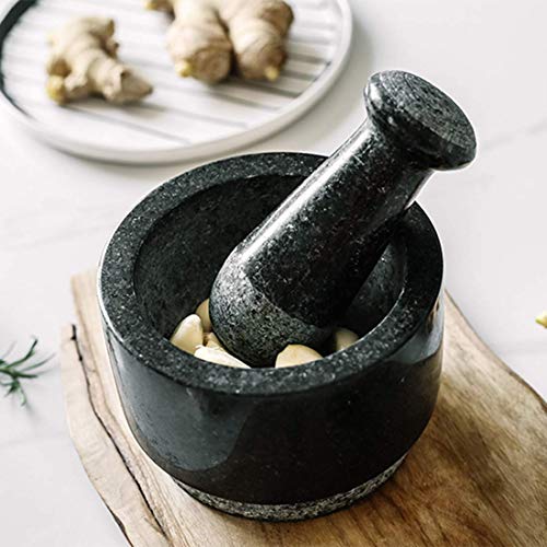 Juego de mortero de mortero Juego grande de mortero y mortero de mármol, uso reversible de doble cara, ideal para moler pasta, especias y como triturador de pastillas, piedra natural (color, tamaño: -