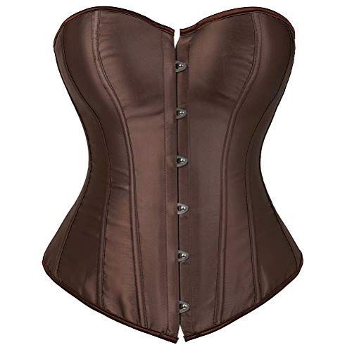 jutrisujo Mujer Corset disfrazs de Lacbustiers Fajas Corpiño Nupcial Lencería Talla Grande Cintura Cincher café 6XL