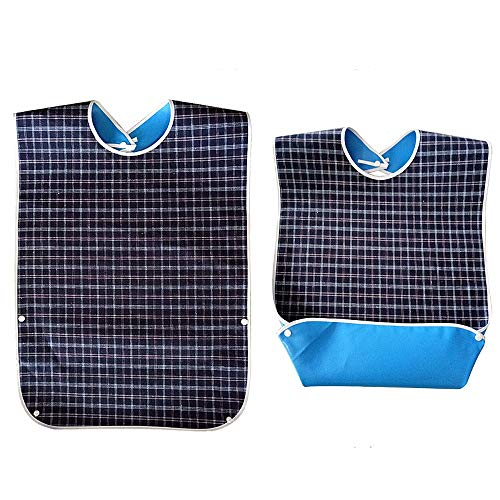 JZK Babero Impermeable Grande con Bolsillo Inferior para Ancianos Adulto y Personas con discapacidad y Paciente con accidente cerebrovascular