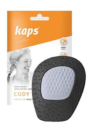 Kaps Medias Plantillas para Zapatos - Amortigución Metatarso - Evita que los pies se deslicen - Almohada de Látex de Cuero Natural y Amortiguadora - Unisex Talla Única Cody Black