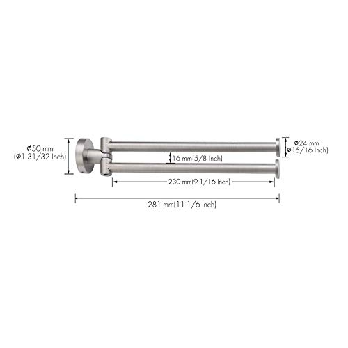 KES Toallero Pared Toallers de Baño Pared Toallero de Barra Montaje en Pared con 2 Barras 23cm Acero Inoxidable SUS304, Acabado Cepillado, A2106S23-2