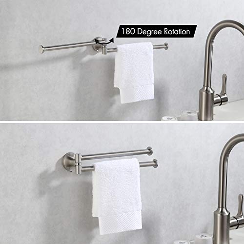 KES Toallero Pared Toallers de Baño Pared Toallero de Barra Montaje en Pared con 2 Barras 23cm Acero Inoxidable SUS304, Acabado Cepillado, A2106S23-2