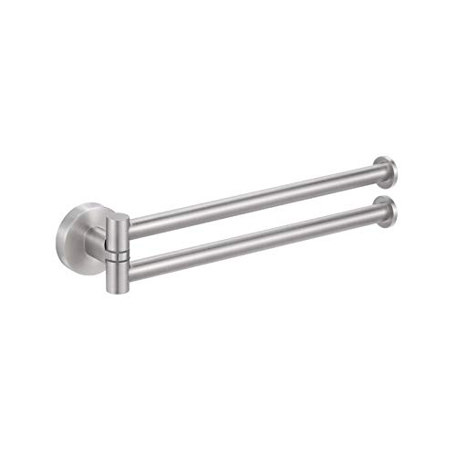 KES Toallero Pared Toallers de Baño Pared Toallero de Barra Montaje en Pared con 2 Barras 23cm Acero Inoxidable SUS304, Acabado Cepillado, A2106S23-2