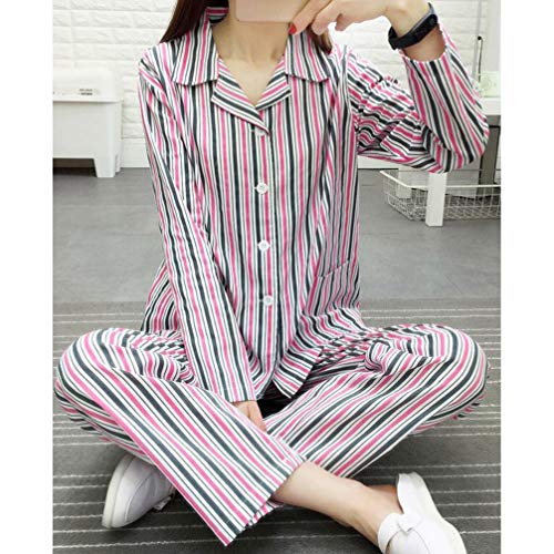 KESYOO 1 Juego de Pijamas de Mujer Suministro de Ropa Médica Pijamas de Algodón de Manga Larga Cómodos para Pacientes Encamados en El Hogar del Hospital (Franja Rosa Y Blanca Talla M)