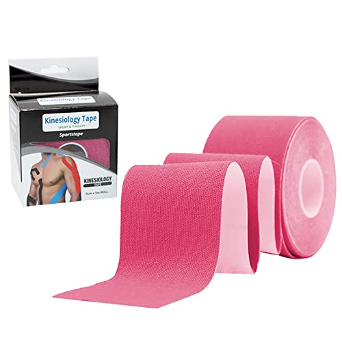 Kinesiotape,Kinesiology Tape,Cintas Kinesiologicas,Kinesiotape Vendaje Neuromuscular,Alivio dolor muscular,Elásticas,Impermeable,Vendaje kinesiológico,Apto para múltiples zonas,Rosa