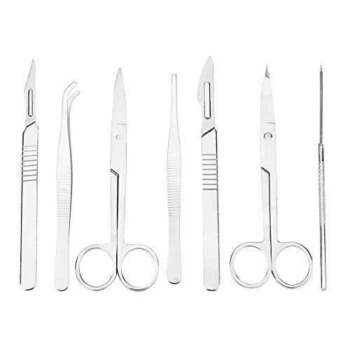 Kit de Disección Juego de Disección de Laboratorio de Acero Inoxidable de 7 Piezas Estudiantes de Biología con Aguja de Disección Tijeras de Disección