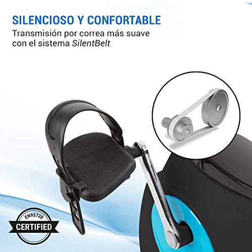 Klarfit Azura Plus Black Edition - Bicicleta Estática 3 en 1 - Bicleta de gimnasio, Ejercicio fitness, Transmisión por correa, Frecuencia Cardíaca, Resistencia magnética 8 etapas, Soporte, Negro