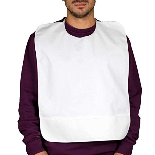 KLOTTZ-Babero adulto reutilizable con bolsillo antiderrames. Delantal Impermeable. PACK 3US. 45x60cm.